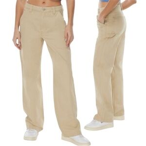 Aritzia TNA Greenwich Pant High-waisted Carpenter Twill Pants Light khaki Tan 4